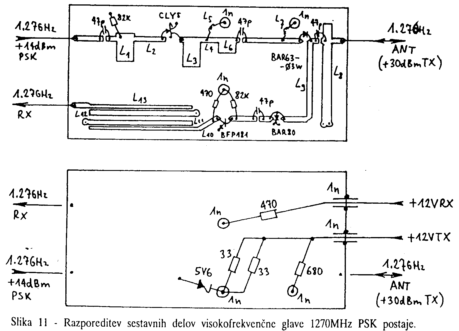 Layout testa RF (finale + preamplificatore + commutazione)
